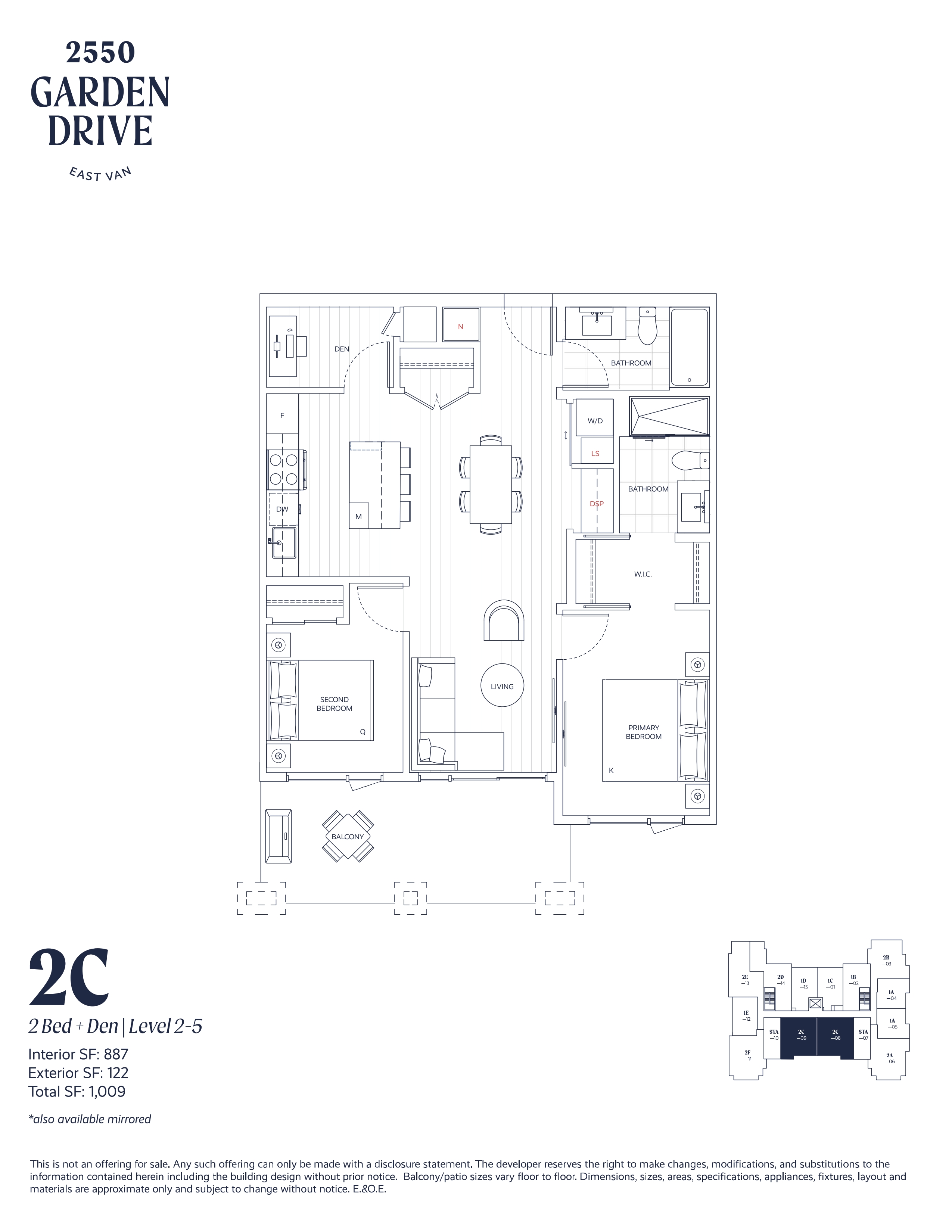 2C Floor Plan of 2550 Garden Drive Condos with undefined beds
