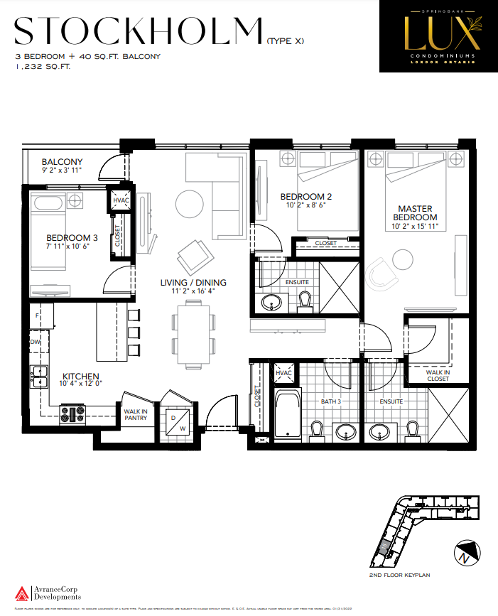 STOCKHOLM - X Floor Plan of Springbank Lux condos with undefined beds