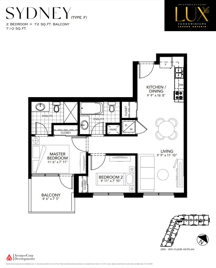 SYDNEY - F Floor Plan of Springbank Lux condos with undefined beds