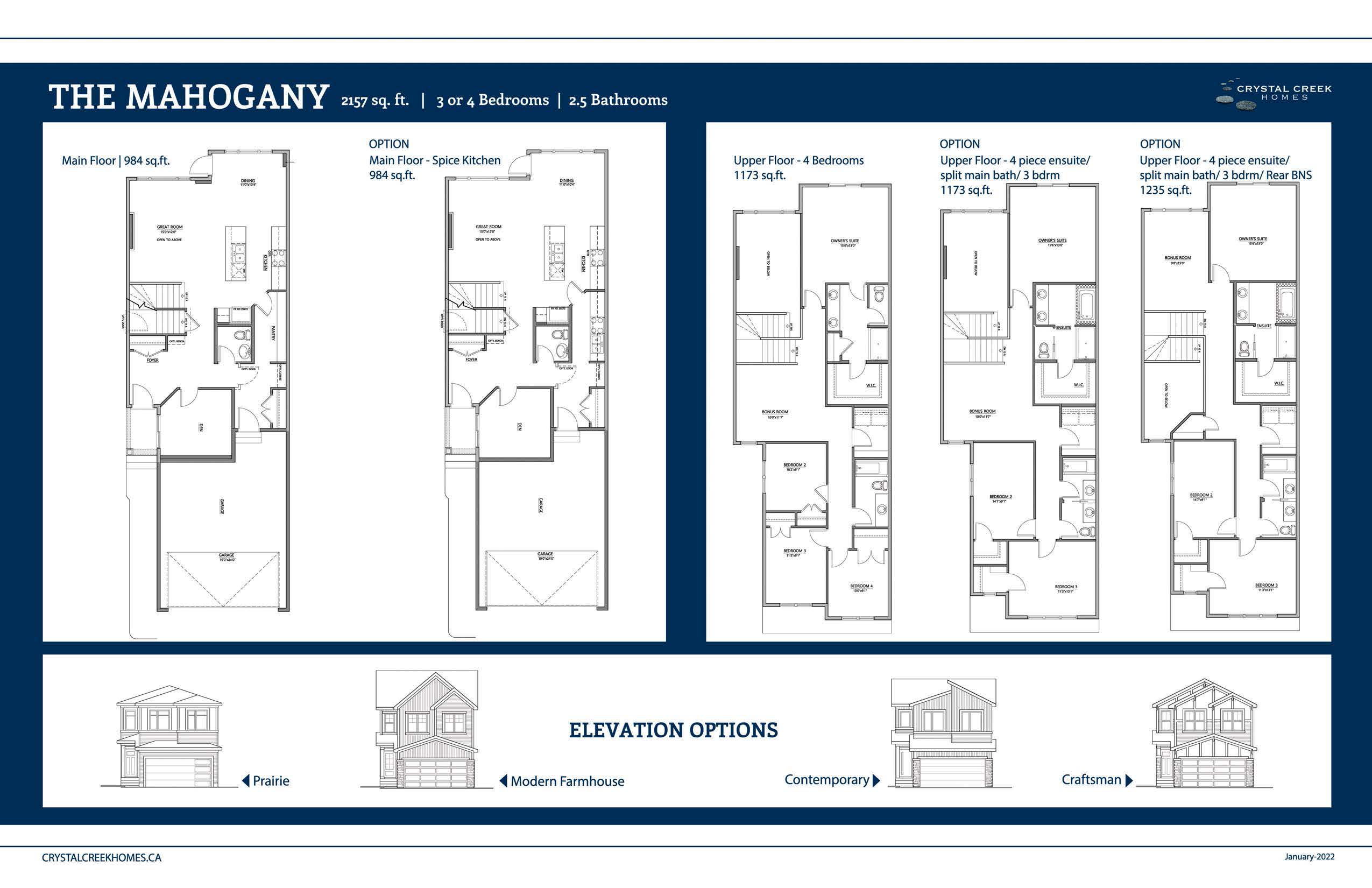 The Mahogany Floor Plan of Maple Crest Crystal Creek Homes Edmonton with undefined beds