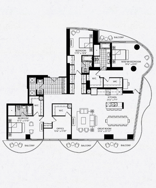 Eames Floor Plan of Claridge Icon Condos with undefined beds