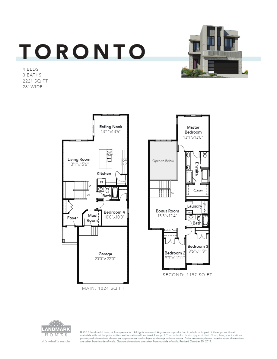 Toronto Floor Plan of Glenridding Ravine by Landmark Homes with undefined beds