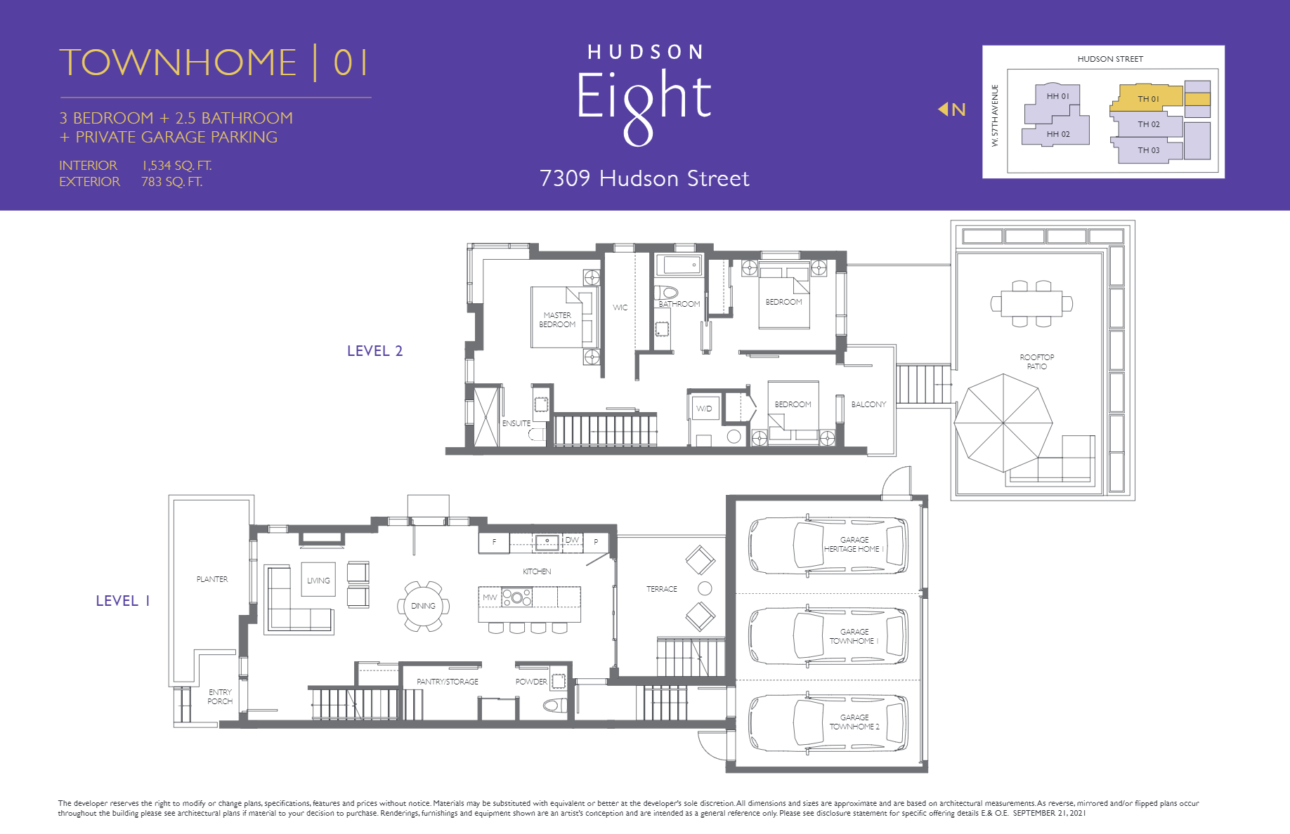 7309 Hudson Street Floor Plan of Hudson 8 Towns with undefined beds