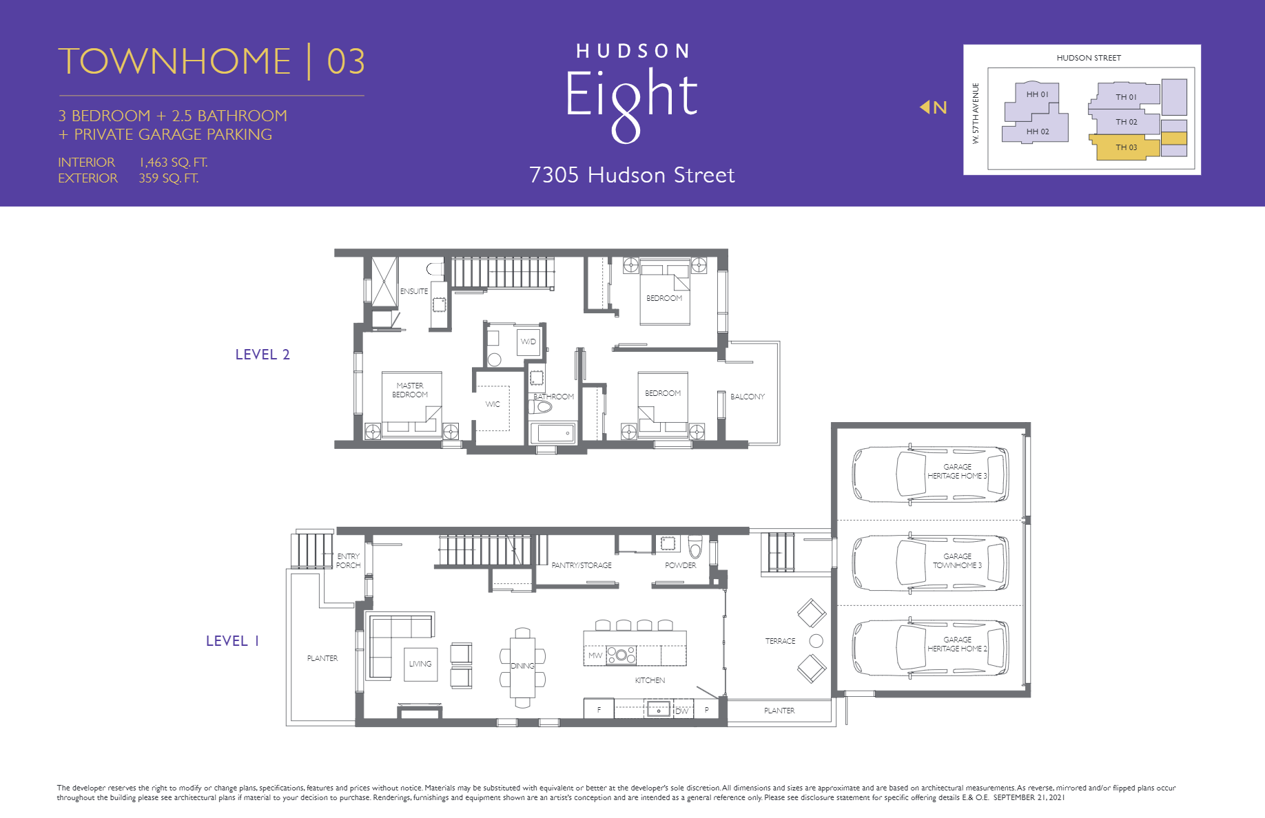 7305 Hudson Street Floor Plan of Hudson 8 Towns with undefined beds