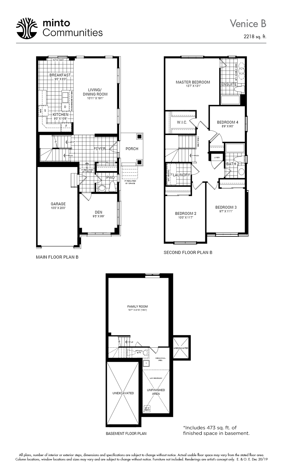 Venice Corner Floor Plan of Avalon Vista by Minto Communities with undefined beds