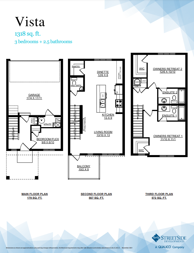 Vista Floor Plan of Rivers Edge Townhomes by StreetSide Developments with undefined beds