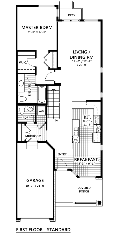 Swan (End) Floor Plan of Cardinal Creek Village Towns with undefined beds