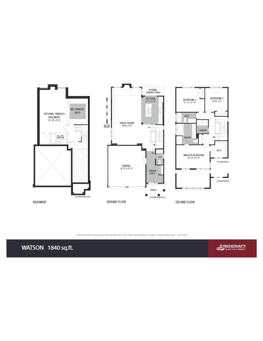 Watson Floor Plan of Trailsedge Towns with undefined beds
