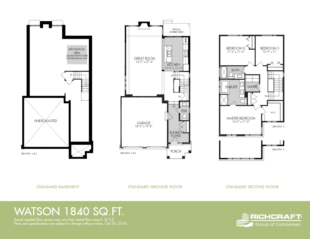 Watson Floor Plan of Riverside South Richcraft Homes with undefined beds