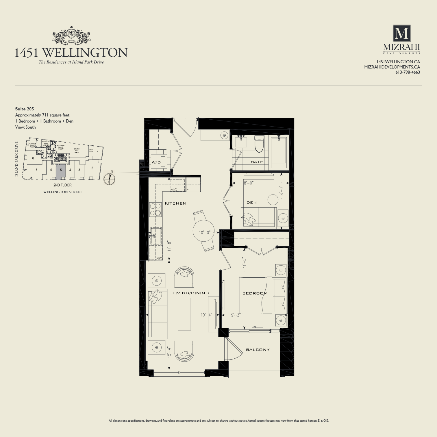711 sq ft Floor Plan of The Residences at Island Park Drive Condos with undefined beds