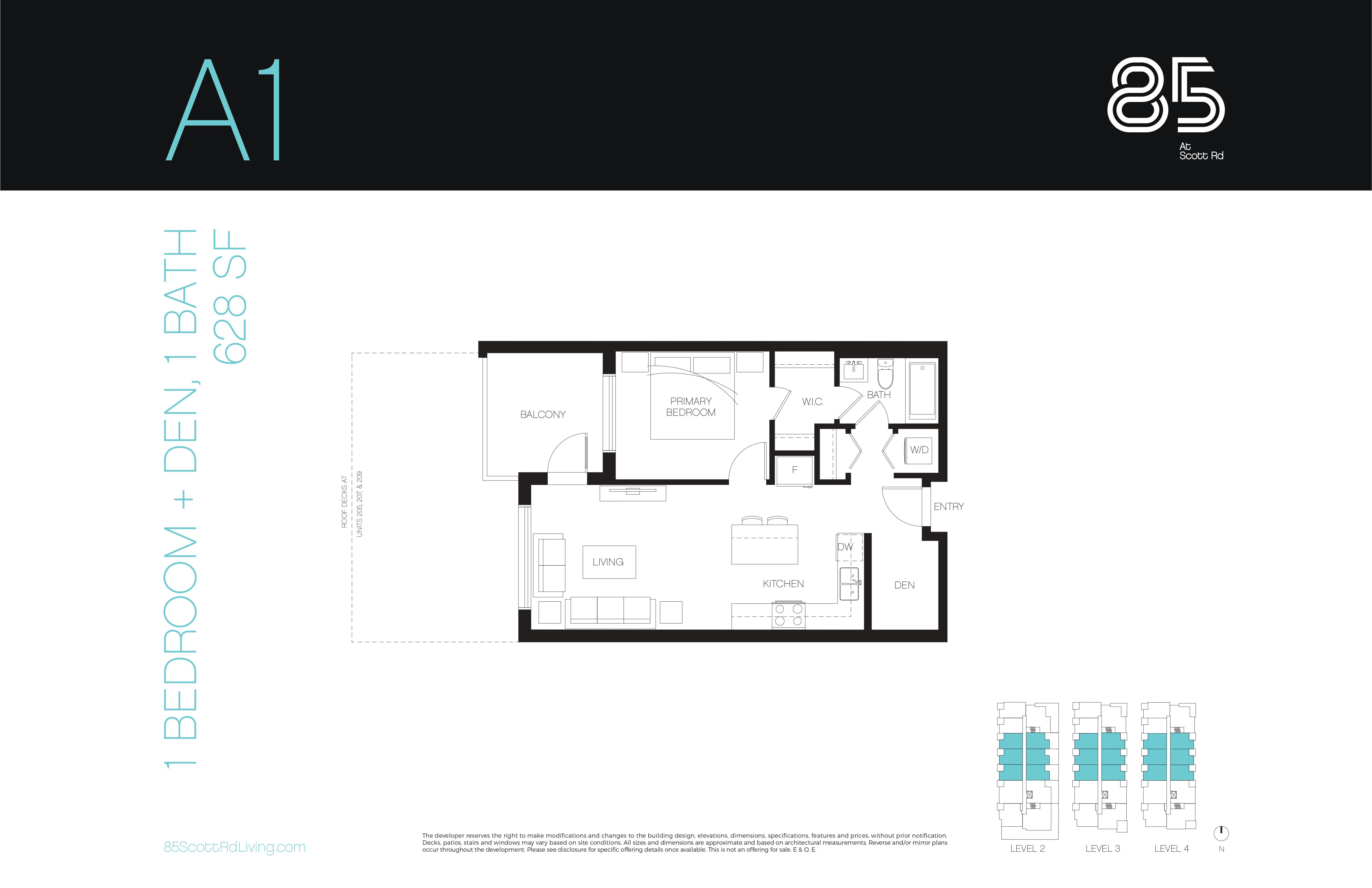 A1 Floor Plan of The 85 Condos with undefined beds