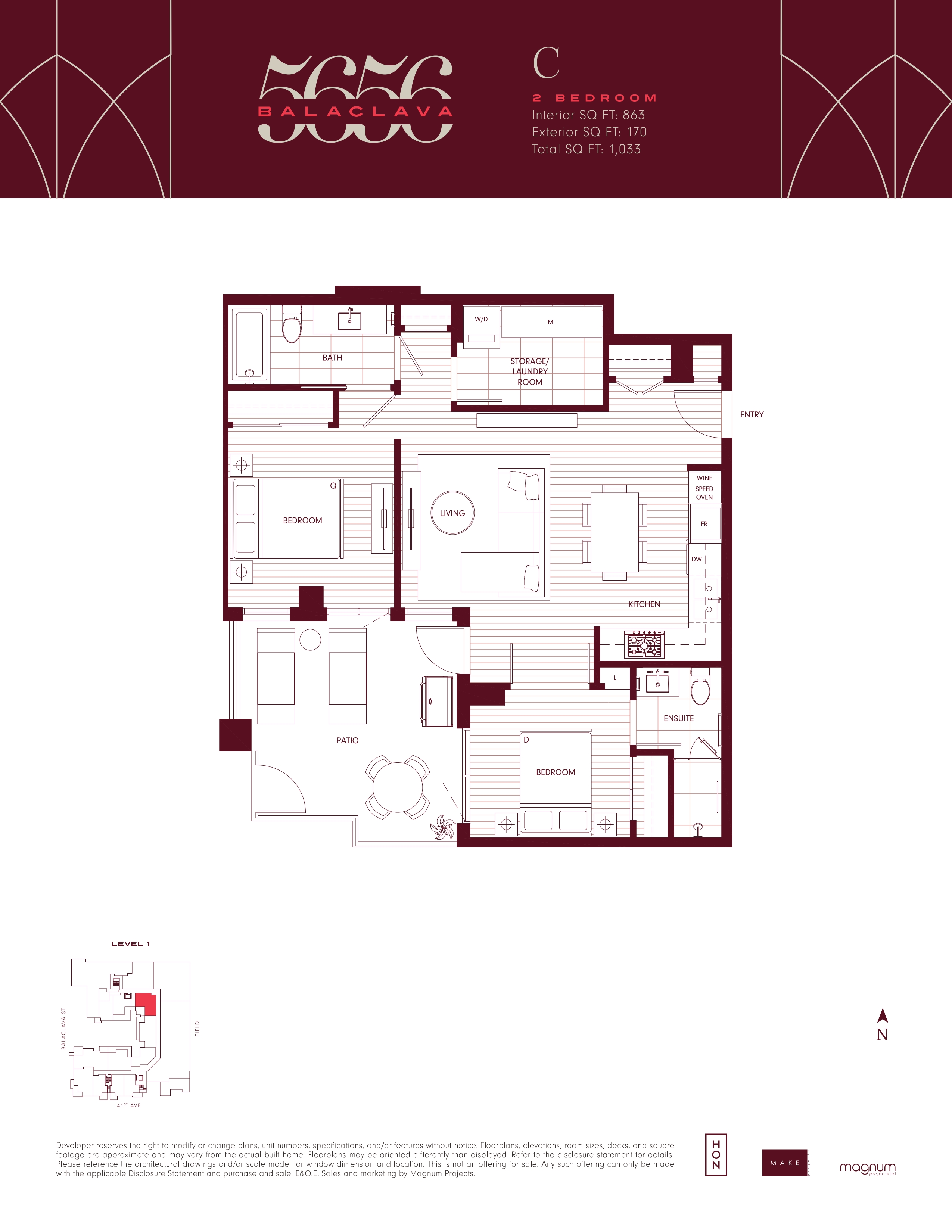 C Floor Plan of 5656 Balaclava Condos with undefined beds