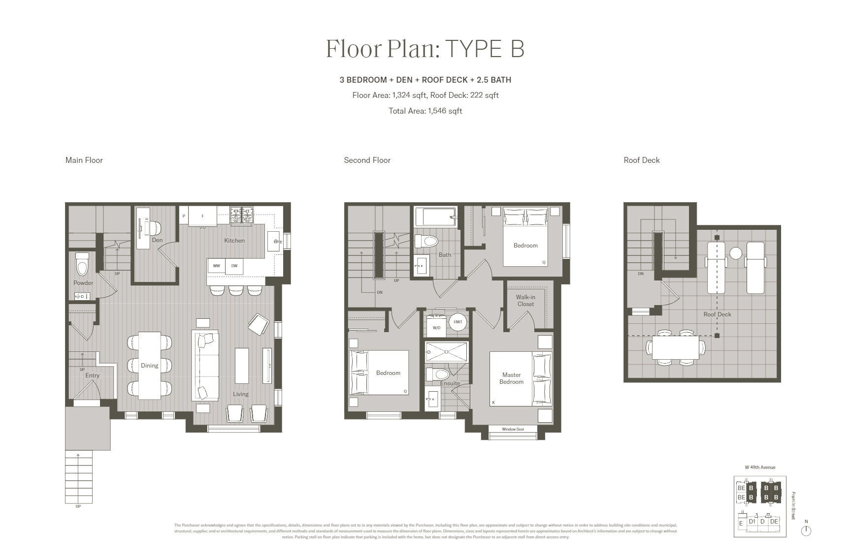 B Floor Plan of Eila on W49 Towns with undefined beds