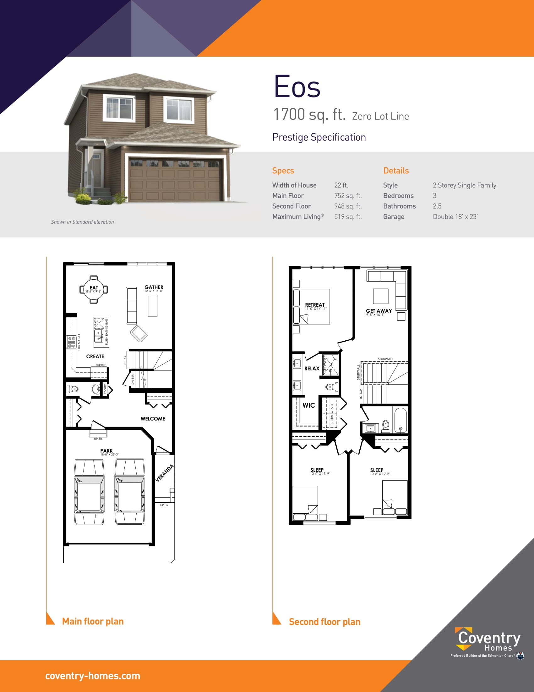 Eos Floor Plan of Keswick Landing Coventry Homes with undefined beds